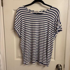 Madewell Navy and White Striped Short Sleeve Tee